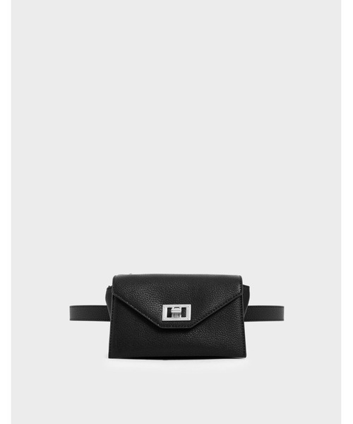 CHARLES & KEITH(チャールズ & キース)の「ターンロック ベルトバッグ / Turn Lock Belt Bag(ショルダーバッグ・レディース・ブラック/バーガンディー/ブラック系その他2・S)」の2枚目の写真