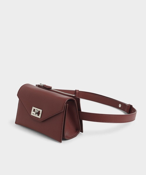 CHARLES & KEITH(チャールズ & キース)の「ターンロック ベルトバッグ / Turn Lock Belt Bag(ショルダーバッグ・レディース・ブラック/バーガンディー/ブラック系その他2・S)」の20枚目の写真
