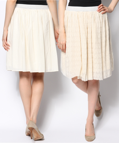 PUAL CE CIN（ピュアルセシン）の「ケミカルレースＳＫ（スカート・レディース・ホワイト/ナチュラル/ネイビー・FREE）」の12枚目の写真
