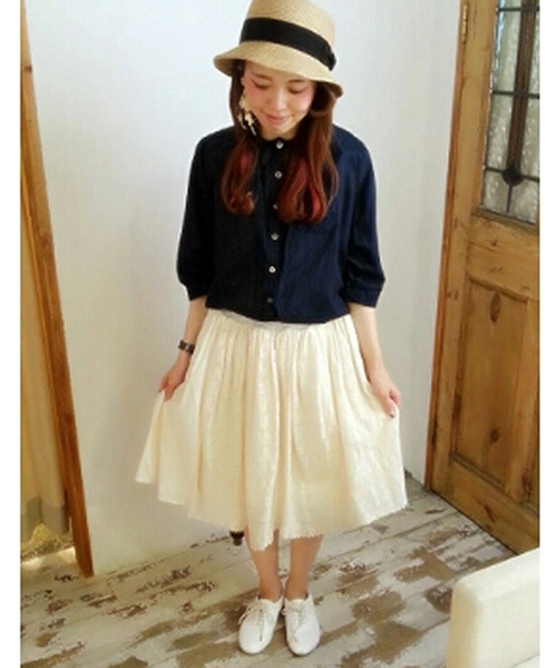 PUAL CE CIN（ピュアルセシン）の「ケミカルレースＳＫ（スカート・レディース・ホワイト/ナチュラル/ネイビー・FREE）」の13枚目の写真