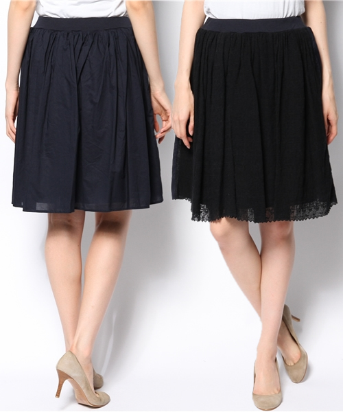 PUAL CE CIN（ピュアルセシン）の「ケミカルレースＳＫ（スカート・レディース・ホワイト/ナチュラル/ネイビー・FREE）」の3枚目の写真