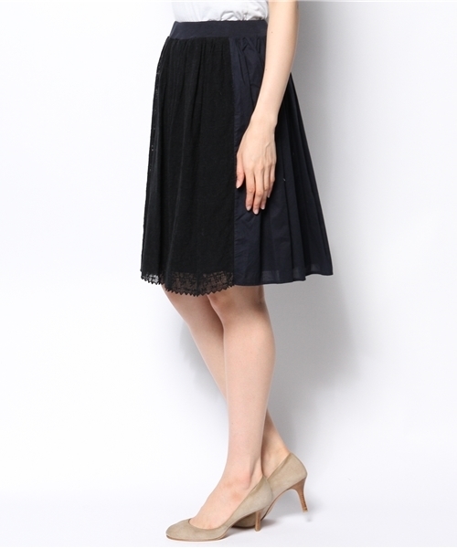 PUAL CE CIN（ピュアルセシン）の「ケミカルレースＳＫ（スカート・レディース・ホワイト/ナチュラル/ネイビー・FREE）」の5枚目の写真