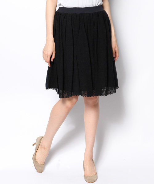 PUAL CE CIN（ピュアルセシン）の「ケミカルレースＳＫ（スカート・レディース・ホワイト/ナチュラル/ネイビー・FREE）」の4枚目の写真