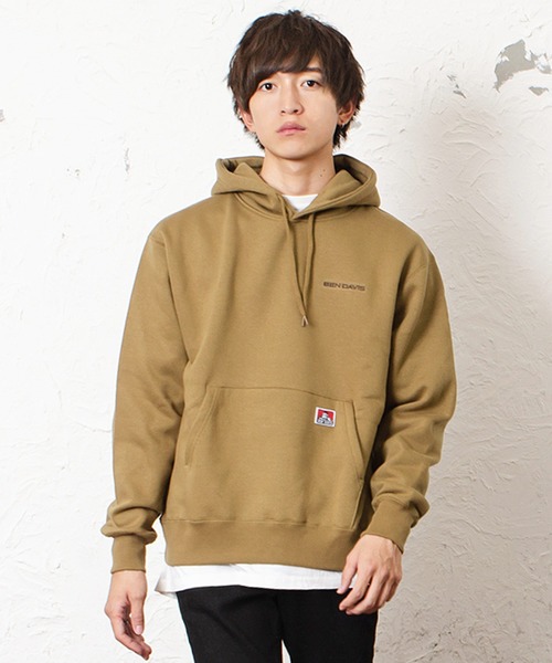 MinoriTY（マイノリティ）の「【BEN DAVIS】プルオーバーパーカー 14オンス 裏起毛 ビッグシルエット（パーカー・メンズ・ホワイト/ブラック/キャメル/アイボリー/杢グレー/ダークグリーン/パープル・M/L/XL）」の7枚目の写真