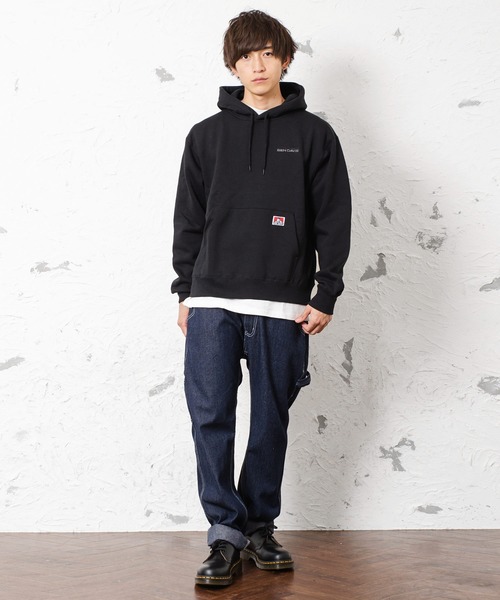 MinoriTY（マイノリティ）の「【BEN DAVIS】プルオーバーパーカー 14オンス 裏起毛 ビッグシルエット（パーカー・メンズ・ホワイト/ブラック/キャメル/アイボリー/杢グレー/ダークグリーン/パープル・M/L/XL）」の15枚目の写真