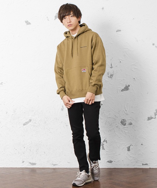 MinoriTY（マイノリティ）の「【BEN DAVIS】プルオーバーパーカー 14オンス 裏起毛 ビッグシルエット（パーカー・メンズ・ホワイト/ブラック/キャメル/アイボリー/杢グレー/ダークグリーン/パープル・M/L/XL）」の8枚目の写真