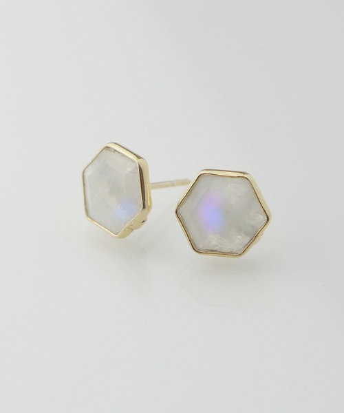 KU-CROISSANT(クークロワッサン)の「【NY】天然石ワンストーンピアス「Rosie」(ピアス(両耳用)・レディース・ホワイト/グレー/ブラウン/グリーン/ターコイズブルー/ライトブルー/ネイビー・ONE SIZE)」の2枚目の写真