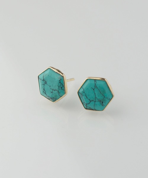 KU-CROISSANT(クークロワッサン)の「【NY】天然石ワンストーンピアス「Rosie」(ピアス(両耳用)・レディース・ホワイト/グレー/ブラウン/グリーン/ターコイズブルー/ライトブルー/ネイビー・ONE SIZE)」の7枚目の写真