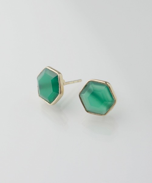 KU-CROISSANT(クークロワッサン)の「【NY】天然石ワンストーンピアス「Rosie」(ピアス(両耳用)・レディース・ホワイト/グレー/ブラウン/グリーン/ターコイズブルー/ライトブルー/ネイビー・ONE SIZE)」の5枚目の写真