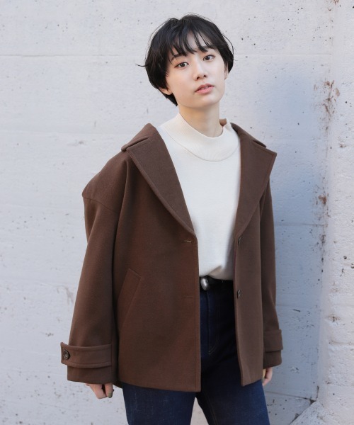 PAGEBOY(ページボーイ)の「ルーズテーラーコート(ダウンジャケット/コート・レディース・ダークブラウン/ブラック/グレイッシュベージュ・FREE)」の19枚目の写真