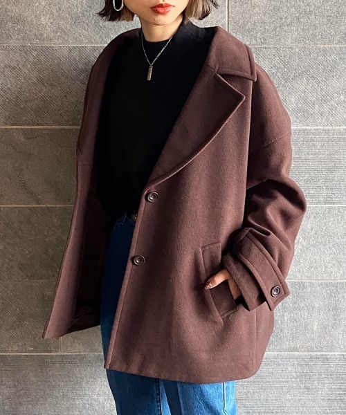 PAGEBOY(ページボーイ)の「ルーズテーラーコート(ダウンジャケット/コート・レディース・ダークブラウン/ブラック/グレイッシュベージュ・FREE)」の20枚目の写真