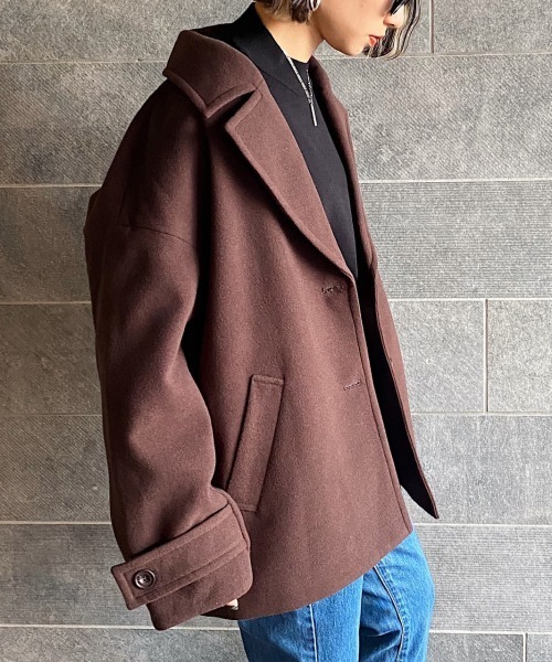 PAGEBOY(ページボーイ)の「ルーズテーラーコート(ダウンジャケット/コート・レディース・ダークブラウン/ブラック/グレイッシュベージュ・FREE)」の21枚目の写真