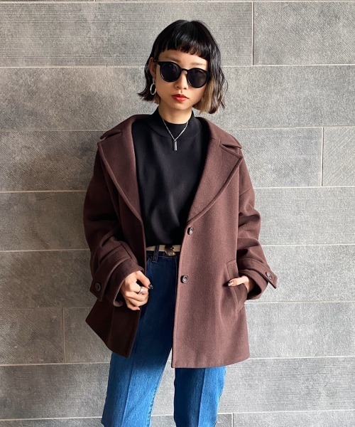 PAGEBOY(ページボーイ)の「ルーズテーラーコート(ダウンジャケット/コート・レディース・ダークブラウン/ブラック/グレイッシュベージュ・FREE)」の22枚目の写真