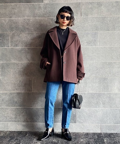 PAGEBOY(ページボーイ)の「ルーズテーラーコート(ダウンジャケット/コート・レディース・ダークブラウン/ブラック/グレイッシュベージュ・FREE)」の18枚目の写真