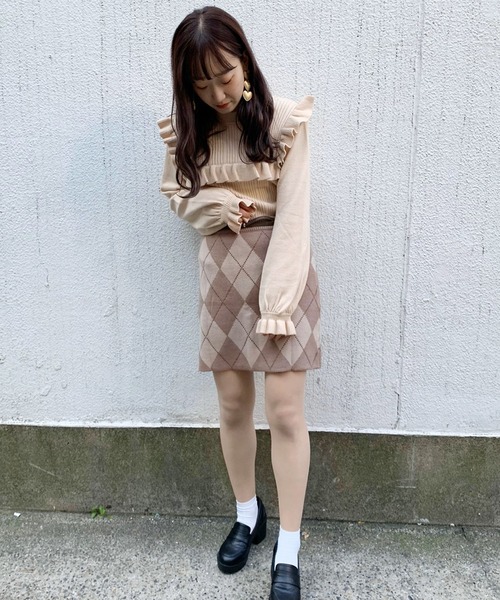 apres jour(アプレジュール)の「アーガイルスカート【ZOZOTOWN限定アイテム】(スカート・レディース・ダークブラウン/モカ/ライトベージュ・フリー)」の10枚目の写真