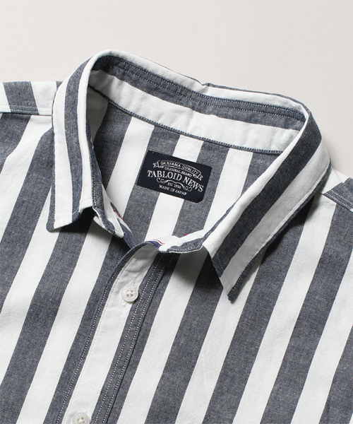 NANO universe（ナノユニバース）の「TABLOID NEWS(タブロイドニュース)/ TN別注　岡山シャツ　INDIGO（シャツ/ブラウス・メンズ・その他1/その他2・SMALL/MEDIUM/X-LARGE/LARGE）」の3枚目の写真