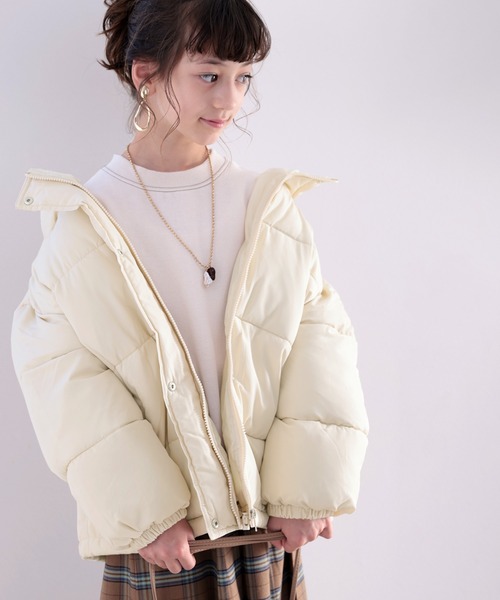 Java(ジャバ)の「《JaVa ジャバコラボ》キッズ 親子お揃い リンクコーデにぴったり フェイクダウンショート丈フード付きブルゾン(ダウンジャケット/コート・キッズ・ブラック/アイボリー/ブラウン・130/140/150/160)」の7枚目の写真