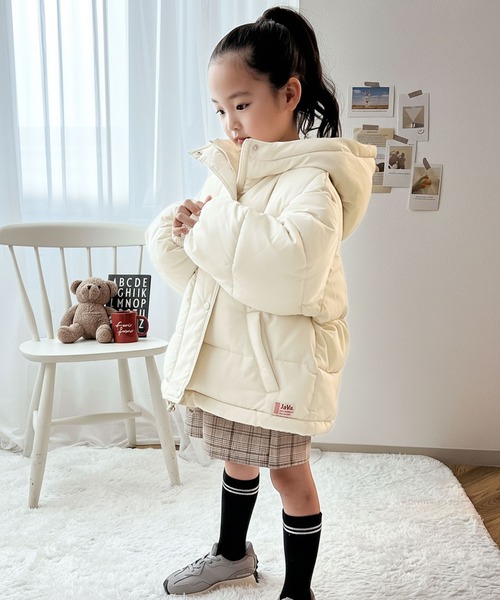 Java(ジャバ)の「《JaVa ジャバコラボ》キッズ 親子お揃い リンクコーデにぴったり フェイクダウンショート丈フード付きブルゾン(ダウンジャケット/コート・キッズ・ブラック/アイボリー/ブラウン・130/140/150/160)」の15枚目の写真