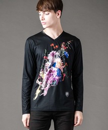 BOUQET(ブーケ)花柄プリント Vネック ロンT