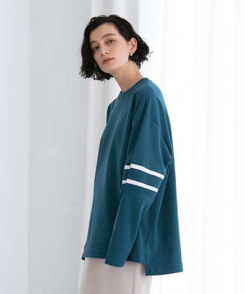 FEELING MADE（フィーリングメイド）の「FEELING MADE エアリースウェット 袖ライン入り スウェット（スウェット・メンズ・ライトグレー/ターコイズブルー/ブラック・MEDIUM/LARGE/SMALL）」の3枚目の写真