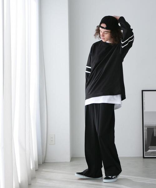 FEELING MADE（フィーリングメイド）の「FEELING MADE エアリースウェット 袖ライン入り スウェット（スウェット・メンズ・ライトグレー/ターコイズブルー/ブラック・MEDIUM/LARGE/SMALL）」の19枚目の写真