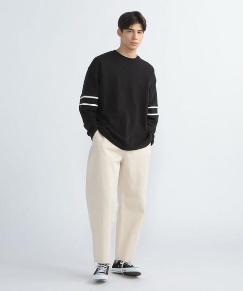 FEELING MADE（フィーリングメイド）の「FEELING MADE エアリースウェット 袖ライン入り スウェット（スウェット・メンズ・ライトグレー/ターコイズブルー/ブラック・MEDIUM/LARGE/SMALL）」の21枚目の写真