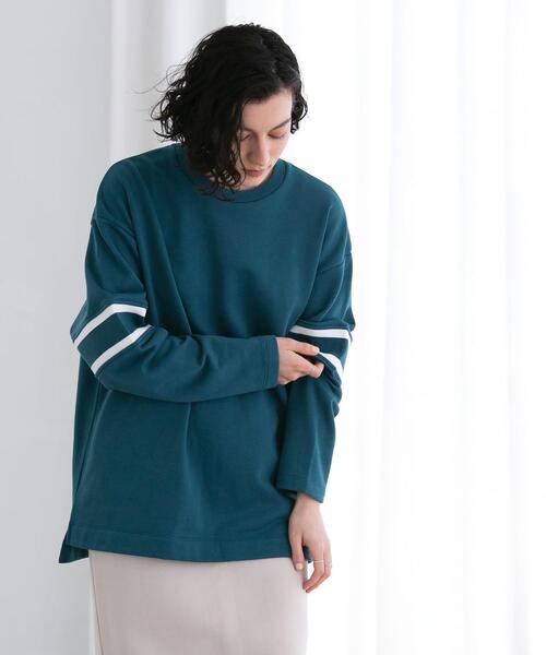 FEELING MADE（フィーリングメイド）の「FEELING MADE エアリースウェット 袖ライン入り スウェット（スウェット・メンズ・ライトグレー/ターコイズブルー/ブラック・MEDIUM/LARGE/SMALL）」の22枚目の写真