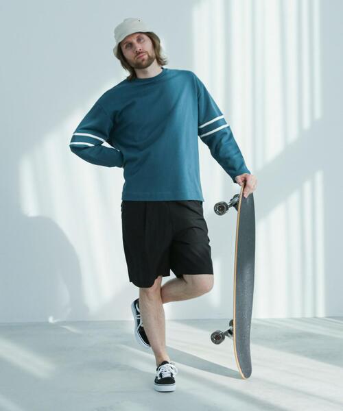 FEELING MADE（フィーリングメイド）の「FEELING MADE エアリースウェット 袖ライン入り スウェット（スウェット・メンズ・ライトグレー/ターコイズブルー/ブラック・MEDIUM/LARGE/SMALL）」の15枚目の写真