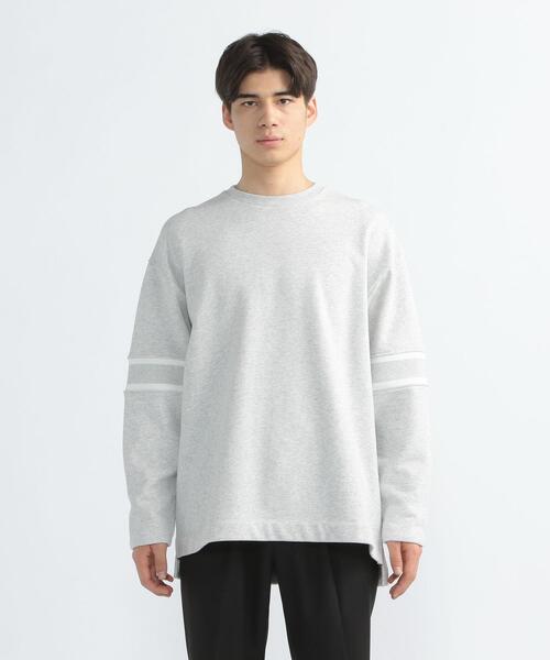 FEELING MADE（フィーリングメイド）の「FEELING MADE エアリースウェット 袖ライン入り スウェット（スウェット・メンズ・ライトグレー/ターコイズブルー/ブラック・MEDIUM/LARGE/SMALL）」の8枚目の写真