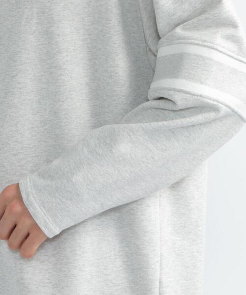 FEELING MADE（フィーリングメイド）の「FEELING MADE エアリースウェット 袖ライン入り スウェット（スウェット・メンズ・ライトグレー/ターコイズブルー/ブラック・MEDIUM/LARGE/SMALL）」の4枚目の写真