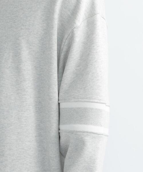 FEELING MADE（フィーリングメイド）の「FEELING MADE エアリースウェット 袖ライン入り スウェット（スウェット・メンズ・ライトグレー/ターコイズブルー/ブラック・MEDIUM/LARGE/SMALL）」の6枚目の写真