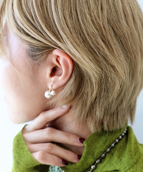 クロスパールパールキャッチピアス（ピアス（両耳用））｜Three