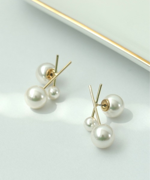 クロスパールパールキャッチピアス（ピアス（両耳用））｜Three