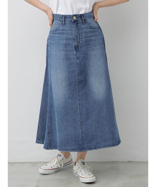 美品✨AMERI vintage　デニム/レース　フレアスカート　Aライン AMERICAN HOLIC（アメリカンホリック）の「Aラインフレア