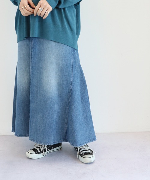 AMERICAN HOLIC（アメリカンホリック）の「Aラインフレアスカート（デニムスカート・レディース・ライトインディゴブルー/ワンウォッシュ・MEDIUM/LARGE）」の3枚目の写真