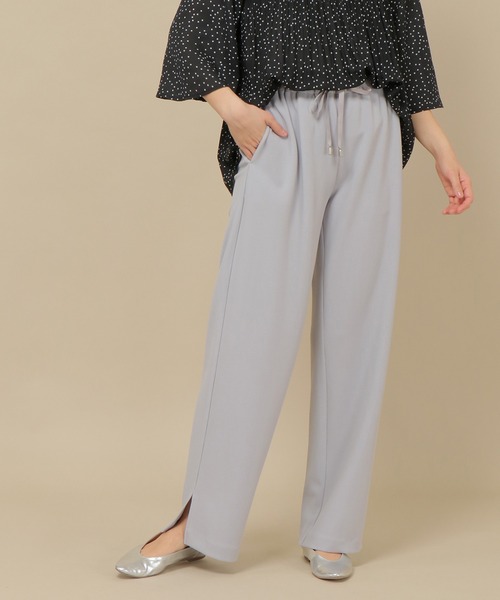 ikka(イッカ)の「ジョーゼットスソスリットパンツ(その他パンツ・レディース・ブラック/ベージュ/グリーン系その他/ライトグレー・L/M)」の1枚目の写真