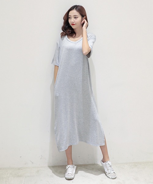 セール スリット入りゆったりロング半袖ｔシャツワンピース ワンピース Lace Ladies レースレディース のファッション通販 Zozotown