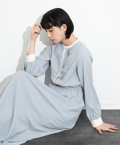 Aunt Marie's（アントマリーズ）の「クレリックバンドカラーシャツワンピース（ワンピース・レディース・ライトブルー/ブラック・FREE）」の16枚目の写真