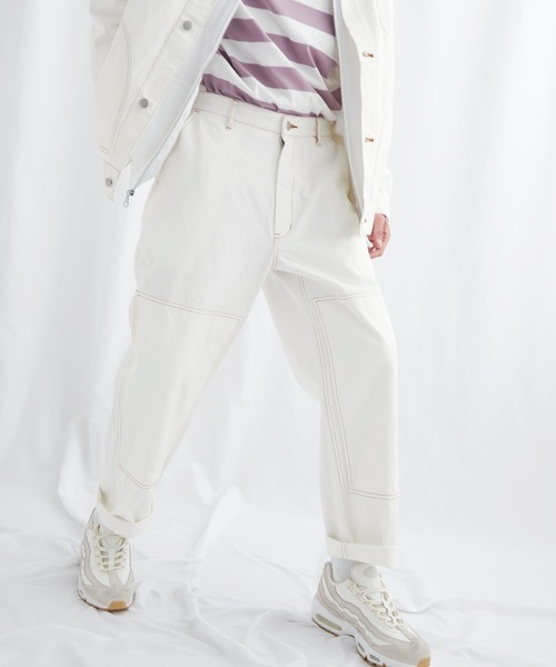 EMMA CLOTHES（エマクローズ）の「ユーティリティ ニーパッチステッチテーパードワイドバギーデニムパンツ EMMA CLOTHES（デニムパンツ・メンズ・インディゴブルー/ホワイト・M/L）」の9枚目の写真