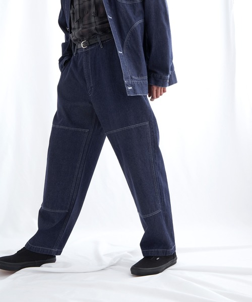 EMMA CLOTHES（エマクローズ）の「ユーティリティ ニーパッチステッチテーパードワイドバギーデニムパンツ EMMA CLOTHES（デニムパンツ・メンズ・インディゴブルー/ホワイト・M/L）」の12枚目の写真