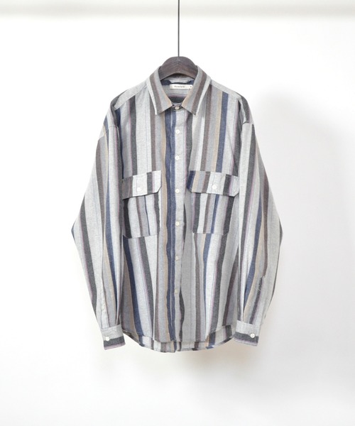 Hub&Spoke（ハブアンドスポーク）の「ストライプルーズシャツ（シャツ/ブラウス・メンズ・ホワイト系その他/ブルー系その他/グレー系その他/パープル系その他・MEDIUM/LARGE）」の3枚目の写真