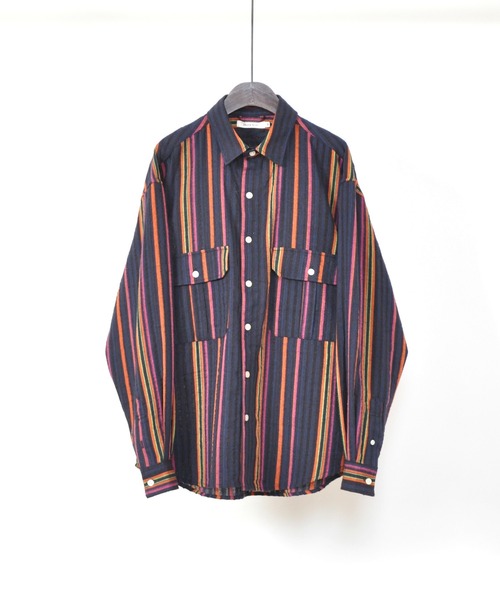 Hub&Spoke（ハブアンドスポーク）の「ストライプルーズシャツ（シャツ/ブラウス・メンズ・ホワイト系その他/ブルー系その他/グレー系その他/パープル系その他・MEDIUM/LARGE）」の2枚目の写真