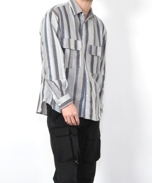 Hub&Spoke（ハブアンドスポーク）の「ストライプルーズシャツ（シャツ/ブラウス・メンズ・ホワイト系その他/ブルー系その他/グレー系その他/パープル系その他・MEDIUM/LARGE）」の9枚目の写真
