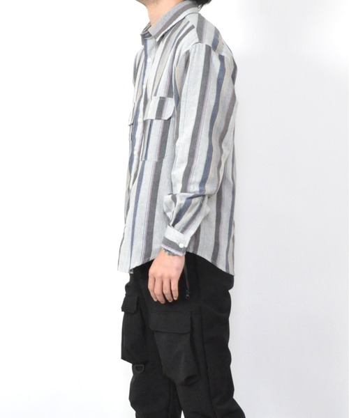 Hub&Spoke（ハブアンドスポーク）の「ストライプルーズシャツ（シャツ/ブラウス・メンズ・ホワイト系その他/ブルー系その他/グレー系その他/パープル系その他・MEDIUM/LARGE）」の11枚目の写真