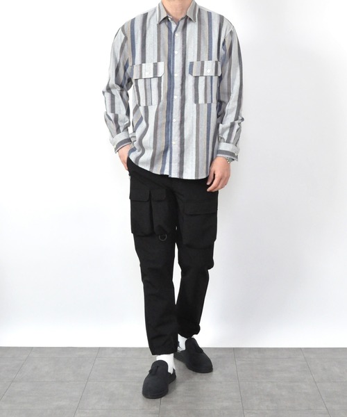 Hub&Spoke（ハブアンドスポーク）の「ストライプルーズシャツ（シャツ/ブラウス・メンズ・ホワイト系その他/ブルー系その他/グレー系その他/パープル系その他・MEDIUM/LARGE）」の5枚目の写真