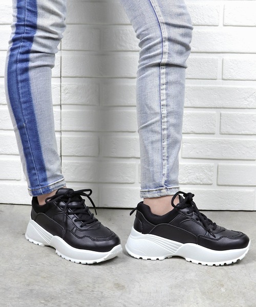 LoveHunter/☆軽量☆厚底ダッドスニーカー《約5.5cmソール》(1536)ホワイトスニーカー