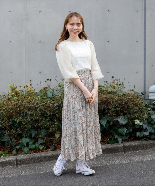 flower（フラワー）の「フラワリーワッシャースカート（スカート・レディース・ホワイト/ブラック・FREE）」の5枚目の写真