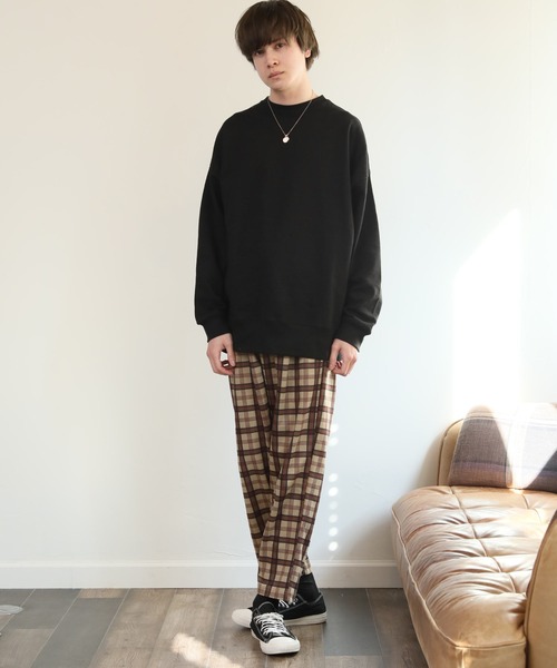 ARCADE（アーケード）の「ワイドテーパード スウェット イージー シェフパンツ（スウェットパンツ・メンズ・ブラック/ネイビー/グレー系その他/チャコールグレー/カーキ/チェック/ストライプ/ベージュ・XL/L/M）」の15枚目の写真
