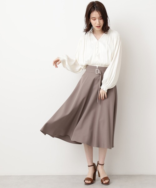 N.（N. Natural Beauty Basic）（エヌエヌナチュラルビューティーベーシック）の「◆サテンシャーリングスリーブブラウス（シャツ/ブラウス・レディース・オレンジ/オフホワイト/ラベンダー・MEDIUM）」の9枚目の写真