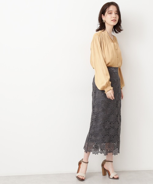 N.（N. Natural Beauty Basic）（エヌエヌナチュラルビューティーベーシック）の「◆サテンシャーリングスリーブブラウス（シャツ/ブラウス・レディース・オレンジ/オフホワイト/ラベンダー・MEDIUM）」の7枚目の写真